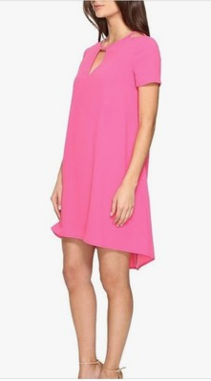 Trina Turk Floramaria Swing Pink Dress‎ Sz 10 High-low Cut Outs